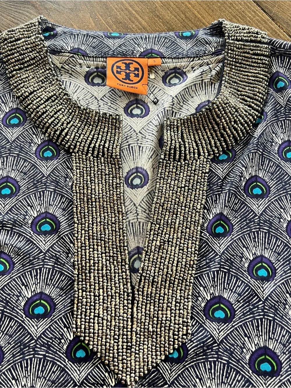 Tory Burch silk peacock tunic dress-small
